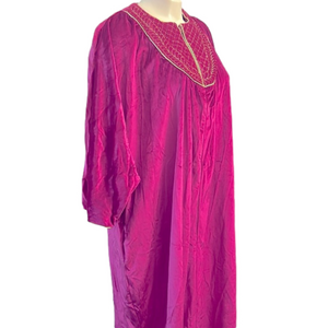 SAYBURY VTG velvet pink / golden ROBE  LARGE made in USA
